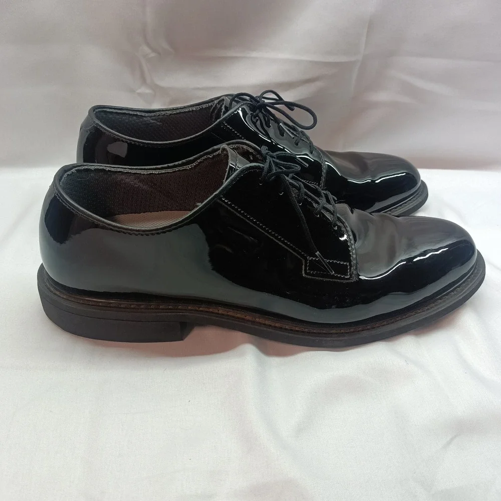 Bates Mens High Gloss Oxford Dress Shoes Black 12.5D Uniform Vibram 00941A